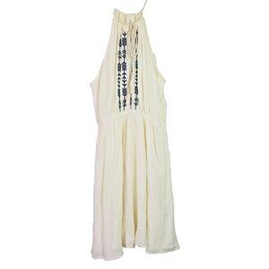 Sadie & Sage Cream Aztec Embroidered Sleeveless Festival Boho Mini Dress Women M